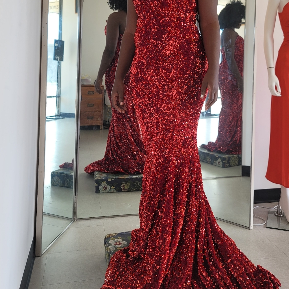 Red sequin dress